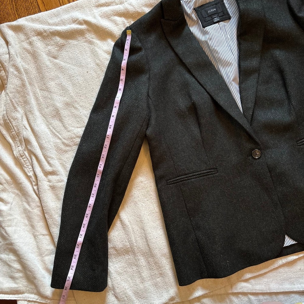J.Crew Parke Blazer Moon Wool Herringbone Charcoal Grey Womens 16T Tall - Picture 7 of 8